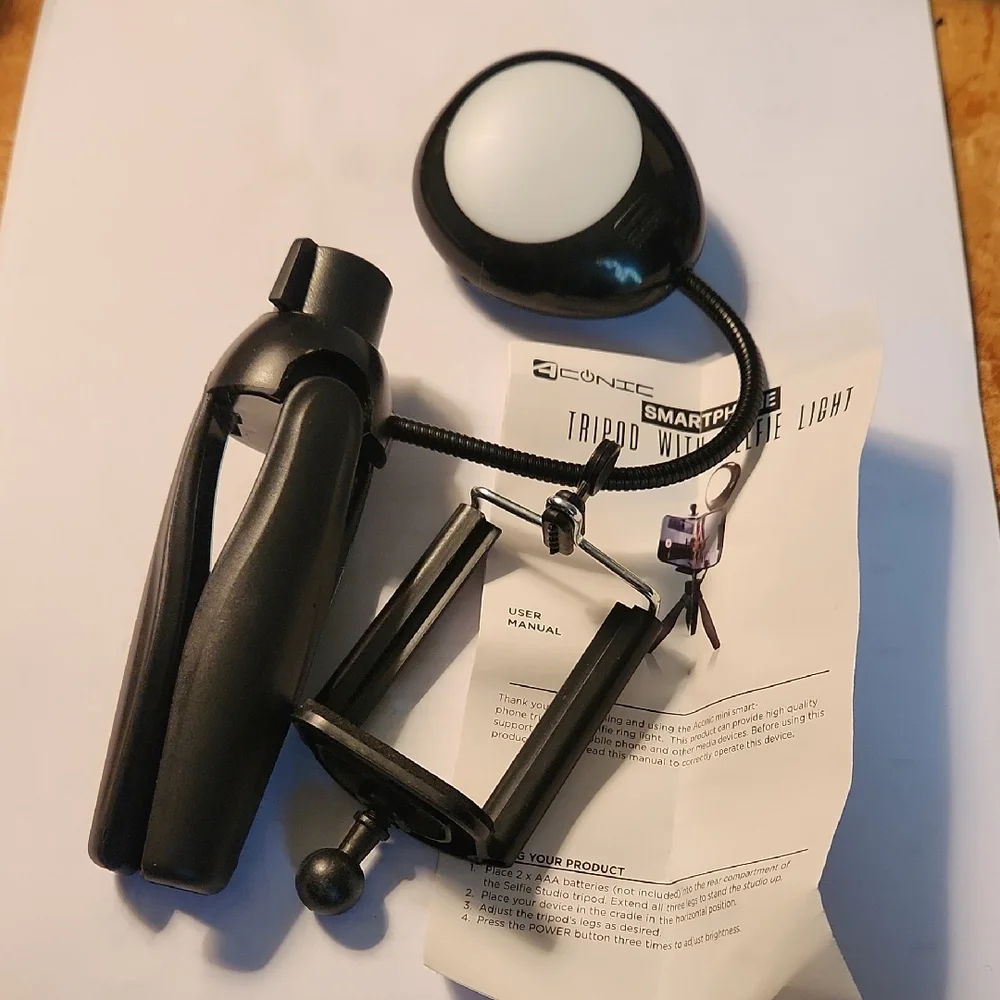 3/$15 Smartphone Tripod with Selfie Light W Box